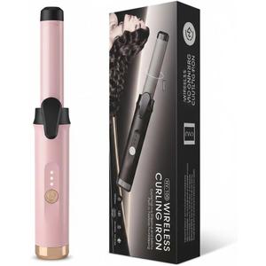 USB Rechargeable Cordless Curling Iron & Straightener 2-in-1, Mini Travel Hair Styler with Dual Temperature Settings, Ceramic Portable Curling Wand for On-The-Go Touch-Ups(Gold)