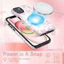 Compatible for iPhone 13 Case Pink Bows Florals Wildflowers Aethetic Design [Compatible with Magasfe] Shockproof Soft TPU and Hard Shell Protection Cute Phone Case for iPhone 13