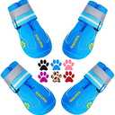QUMY Dog Shoes for Large Dogs, Medium Dog Boots & Paw Protectors for Winter Snowy Day, Summer Hot Pavement, Water-Resistant in Rainy Weather, Outdoor Walking, Indoor Hardfloors Skid-Resistant Sole Size 1