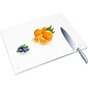 JAMBALAY Large Tempered Glass Cutting Board for Kitchen, 20"x16" Clear Glass Cutting Board with Non-Slip Feet, Large Glass Chopping Board, Heat Resistant, Scratch Resistant, Dishwasher Safe