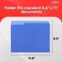 Staples File Folders, Letter Size, 1/3Cut Top Tabs, Blue, Durable 10.5Point Paper Stock, 100/Pack