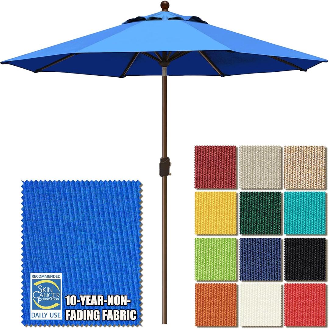 EliteShade USA 10-Year-Non-Fading 9Ft Market Patio Umbrella, UPF 50+ UV Protection Performance Sun Umbrella, Heavy Duty Commercial Grade Outdoor Table Umbrella with Crank & Tilt, Windproof Vented Top for Garden, Pool, Deck and Outdoor Playsets, Royal Blue