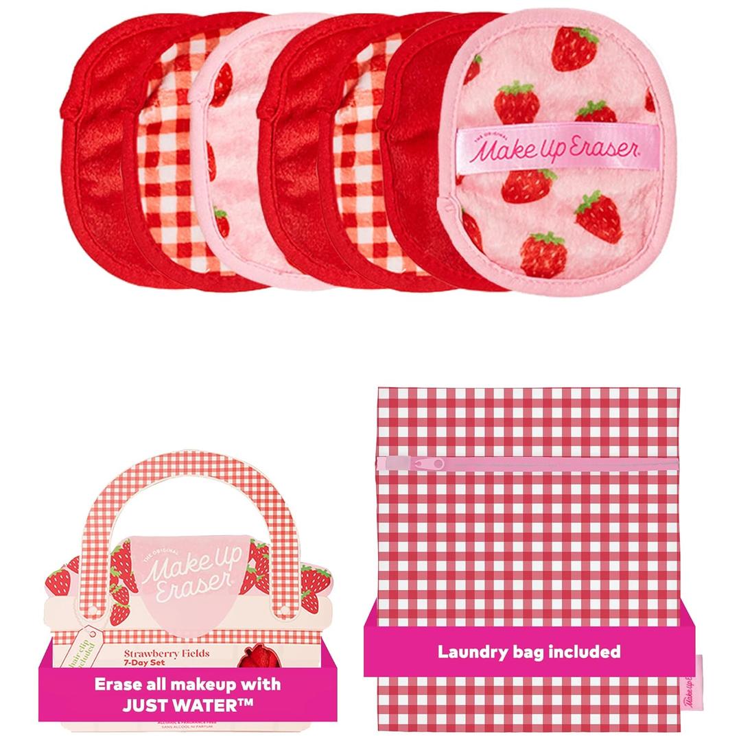 The Original MakeUp Eraser, 7-Day Set, Erase All Makeup With Just Water, Including Waterproof Mascara, Eyeliner, Foundation, Lipstick, Sunscreen, and More! Strawberry Fields, 7ct.
