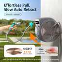 Mojest Retractable Garden Hose Reel - 1/2 in x 100 ft Wall Mounted Heavy Duty Water Hose Reel with Automatic Slow Rewind System, 2 Hose Nozzle, 180Swivel Bracket, Dark Gray