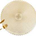 FAVE Set of 6 Gold Vinyl Round Placemats, Washable Spiral Hollow Out for Dining, Events, Home Decor & Daily Use (15 Inch)