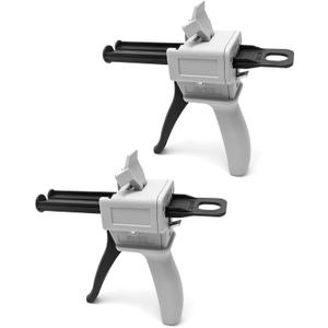 QWORK 50ml Dispensing Gun Kit, Impression Mixing Dispensing Gun, 1: 1/1: 2 AB Ratio, Static Mixer Mixing Nozzle, 2 Pack
