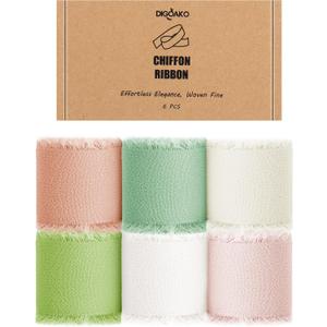 6-Color Silk Ribbon Set - 1.5" x30Yds Assorted Pastels | Fray-Resistant Chiffon for Baby Shower Favors, Wedding Decor, Small Business Craft Kits & DIY Gifts