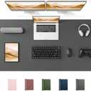 YSAGi 55" x 24" Large PU Leather Desk Mat for Keyboard and Mouse - Waterproof Non-Slip Desk Pad Protector for Office, Home, Writing Desk, Dark Grey
