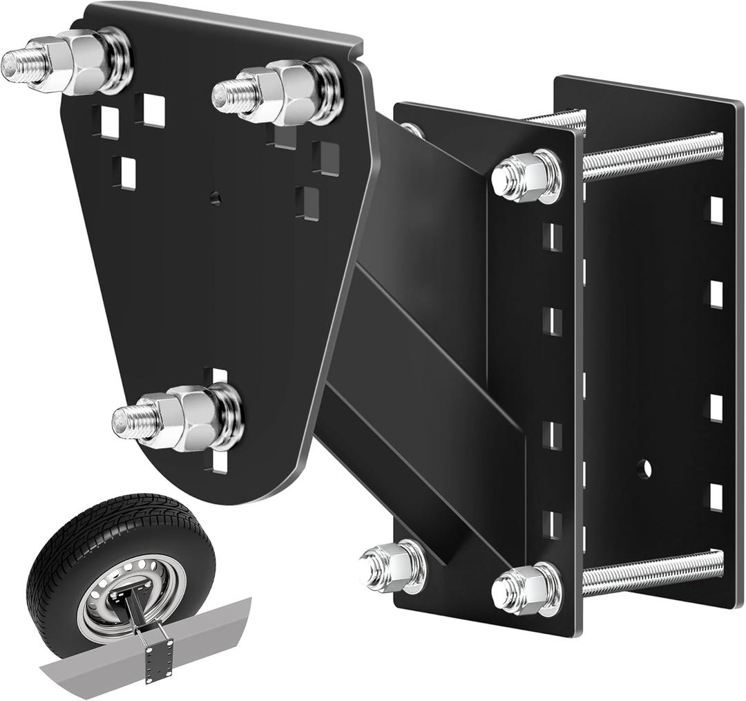 Spare Tire Carrier, Spare Tire Mount Bracket for Trailer,Powder Coat Steel Black, Fits 4 & 5 & 6 & 8 Lugs Trailer Wheels on 4", 4.5'', 4.75'', 5", 5.5",6" or 6.5" Bolt