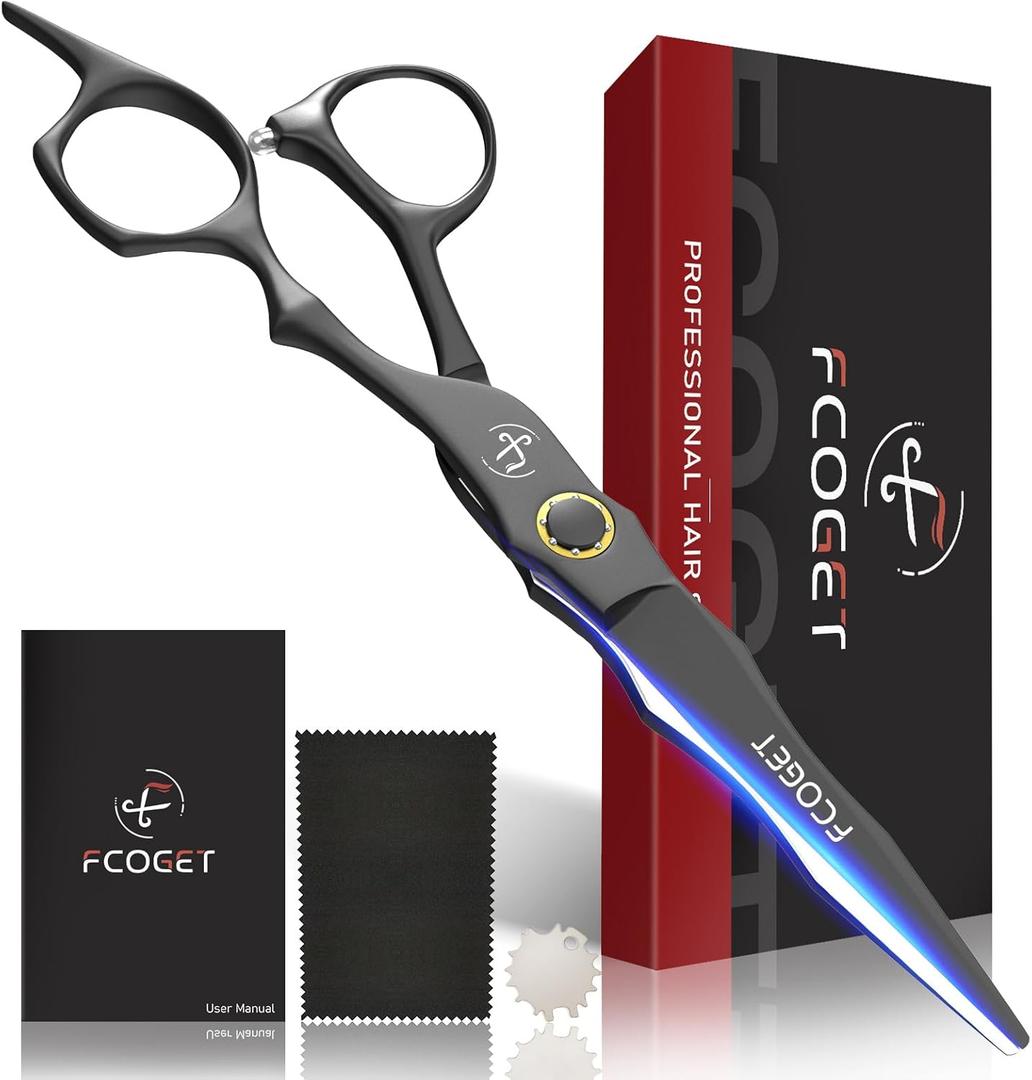 Professional Barber Hair Cutting Scissors Shears Right Hand - 6.8" HIGH-END Extremely Sharp Haircut Scissors Professional Hairdressing Shears 440C Stainless Steel for Salon Home Stylists (Black)