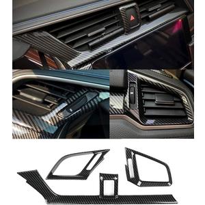 GZXinWei Carbon Fiber Grain ABS Car Interior Front Side and Console Air Outlet Vent Frame Trim Sticker for Honda 10th Gen Civic 2016 2017 2018 2019 2020 2021