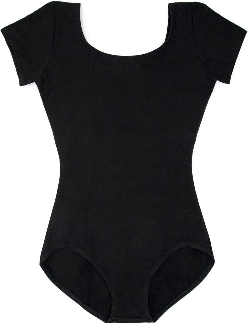 Capezio Big Girls' Classic Short Sleeve Leotard (12-14, Black)