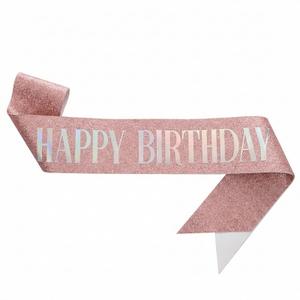 Birthday Sash with Rose Gold Glitter - Adjustable Satin Birthday Girl Sash for Women, Perfect Party Decoration & Photo Prop for 18th, 21st, 30th, 40th, 50th Birthday Celebrations