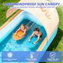 118" Deep Large Inflatable Pool with Removable Pool Canopy & Inflatable Pump, Backyard Family Pool, Outdoor Blow Up Pool for Adults & Kids, Summer Shaded Backyard Pool for Water Party
