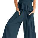 PRETTYGARDEN Jumpsuits for Women Summer Off Shoulder Romper, Navy,XL