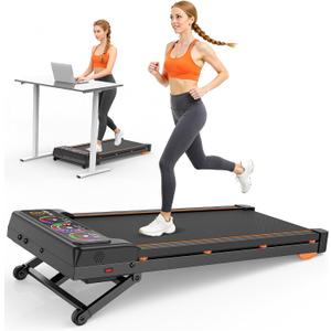 Walking Pad Treadmill with 15% 12-Level Auto Incline, 450 lbs Capacity UI Screen, Trisomy 3.5HP Quiet Under Desk Treadmill with Speaker & Remote, Compact Treadmills for Home Hiking