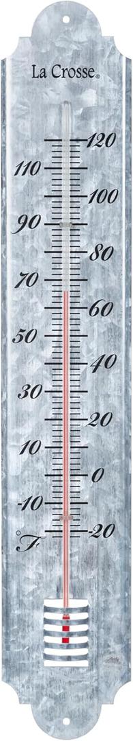 La Crosse 204-1550-INT 19.50" Galvanized Metal Analog Vertical Thermometer