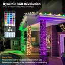 Brizled Color Changing RGB Christmas Lights, 66ft 200 LED Red White Blue String Lights Music Sync, 120+ Modes Remote Dimmable Outdoor Mini Tree Light Indoor Plugin for July 4th Xmas Halloween