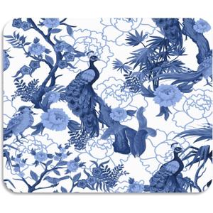 Blue Peacocks Birds Coffee Bar Mat, Rubber Backing, Dish Drying Mat for Kitchen Counter, Absorbent Coffee Maker Mats for Countertop, Heat Resistant, Coffee Flavor Menu,15.7"x11.8 " Small