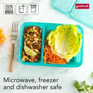 GoodCook Meal Prep Rectangle Two Compartment 20-Piece And Snapware Food Box 950ml