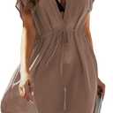 Avidlove Swimsuit Cover Ups for Women Beach Chiffon Swimwear Coverup Sheer Sexy V-Neck Beachwear, S
