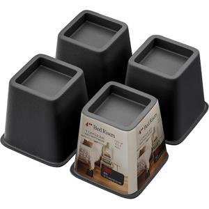 Bed Furniture Risers 4 Inches, Heavy Duty Bed Lifts, Furniture Risers for Bed, Couch, Desk, Sofa, Chair, Table Legs Extenders (Pack of 4, Black)