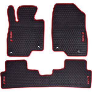 Car Floor Mats Custom Fit for Mazda 3 2014 2015 2016 2017 2018 Odorless Washable Heavy Duty Rubber (All Weather) Floor Liners Christmas Red