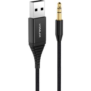 Aux Bluetooth 5.2 Car Adapter, USB Powered 3.5mm Jack, Handsfree Call, Music Streaming for Trucks Hi-Fi Home Stereo Systems