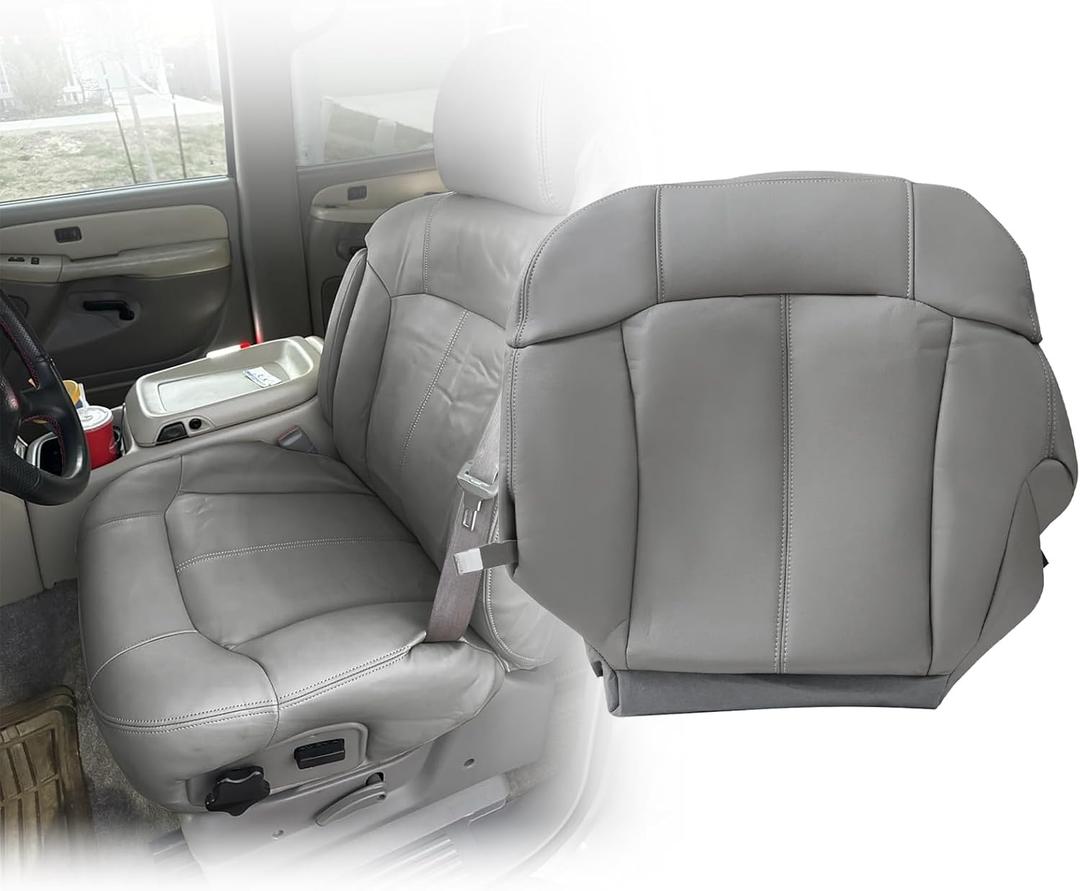 NLQR Front Driver Bottom Replacement Seat Cover Compatible with Chevy Silverado Tahoe Suburban GMC Sierra 1500 2500 3500 HD 1999 2000 2001 2002 Pewter Gray