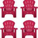 Little Tikes Kids Garden Chair 4 Pack in Red, Outdoor Toddler Activity Adirondack Chairs for Picnic, Garden, Patio, Backyard & Beach, Outdoor Chair Set
