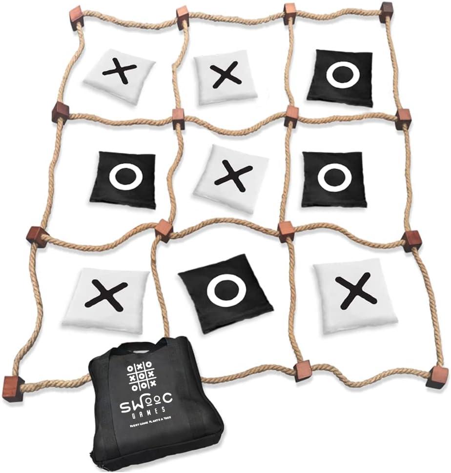 Swooc Games - Giant Tic Tac Toe Game Outdoor (All Weather) | 3ft x 3ft | Instant Setup, No Assembly | Giant Outdoor Games for Adults and Family | Outside Toys | Large Lawn & Backyard Fun | Yard Game