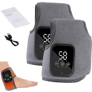 2PCS Foot Massager for Neuropathy, Portable Triple Method Ankle Wrap with 3 Vibration Modes, Massager for Heel, Arch & Ankle Relief