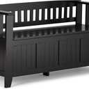 SIMPLIHOME Acadian Entryway Storage Bench - 48 inch Wide Solid Wood Hallway Seat in Black, Transitional Bench for Entryway or Living Room with Lift-Up Lid and Spacious Storage