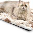 Self Warming Cat Bed, 24" x 18" Ultra Soft Cat Dog Pet Heating Pad for Indoor Outdoor, Non-Slip Heated Dog Mat Thermal Blanket (Brown)