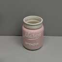 Pink Mason Jar Kitchen Utensil Holder for Kitchen Counter - Rustic Ceramic Utensil Crock for Spoons, Spatulas & Cooking Tools - Farmhouse Decor for Countertop - Unique Vintage Container and Organizer 
