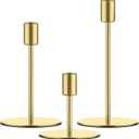 smtyle Gold Taper Candle Holders for Candlestick Candles Set of 3 Candelabra with Iron-0.8" Diameter Ideal for Candle Stick Decor