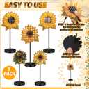 Yousoontic 5 Pcs Summer Wooden Tabletop Decor Freestanding Wood Table Sign Summer Decorations for Home Rustic Tabletop Centerpiece Standing Block Decorations for Farmhouse Office (Sunflower)