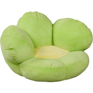 ECR4Kids SoftZone Flower-Shaped Cozy Floor Cushion, 25in, Flexible Seating, Bright Green