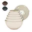 12 Piece Plastic Nesting Bowls with Lids - Mixing Bowls Set includes 6 Prep Bowls and 6 Lids, BPA-Free, Reusable Meal Prep Containers, Microwave, Freezer & Dishwasher Safe, White Cream