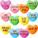 Vinsot 12 Pieces Valentine's Day Conversation Hearts Ornaments Plush Fabric Colorful Hanging Tree Decorations for Valentine's Day Exchange Gift Anniversary Party Decor