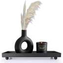 Rectangle Black Matte Metal Tray, Suit for Candle Holder, Vanity Decor Projects, Bathroom Toilet Tank Tray, Perfume or Jewelry Storage, and Coffee Table Centerpiece-Mini (11.4" x 4.3" x 1.3")