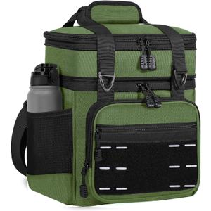 Lunch Box Cooler Bag - Insulated Tactical Lunchbox for Men - Large Lunch Pail for Adults Work Outdoor Shifts Trips Army Green 16L