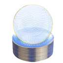 Rubtlamp 100 Pcs Clear Blue Gold Plastic Plates, Clear Hammered Plastic Plates, Blue Party Platos, Disposable Salad/Dessert Platos, 7-Inch Disposable Dessert/Appetizer Platos Perfect For Party