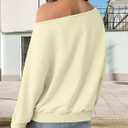 MYHALF Off the Shoulder Sweatshirt for Women Y2K Bow Graphic Pullover Tops Drop Shoulder Long Sleeve Cute Sweaters (S)