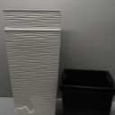 Mueller M-Resin Heavy Duty Tall Planters for Outdoor Plants, Indoor Grande Plant Pots, Boxes, Trees, Flower Pots, 2-Piece Set, 24, Modern Design, Built-in Drainage, Front Porch Decor, White (24 x 11.5", White)