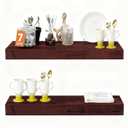 Solid Wood Floating Shelves,15in Finished Real Wood Wall Shelves with Heavy-Duty Hidden Bracket, Easy Installation, Set of 2, 15in x 7.1in x 1.5in, for Living Room Bedroom Kitchen,Walnut