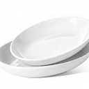 Oval Serving Platters Set of 2 (14" & 12"), Large Deep Ceramic Serving Dishes for Entertaining, Turkey, Fish, Salad, Oven Safe White Porcelain Serving Plates
