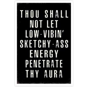 Dcvjiy Thou Shallnot Letlow-Vibin'Sketchy Assenergypenetratethy Aura Posters Positive Affirmation Quotes Wall Art Minimalist Black Line Prints For Office Home Bedroom Dorm Wall Decor  (8 X 8 inch)