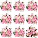 Hoteam 24 Bundles Artificial Peonies Flowers Wedding Faux Flowers Silk Peony Bouquet Bulk Bride Fake Florals Arrangements for Table Centerpieces Wedding Party Vase Decor (Light Pink, White)