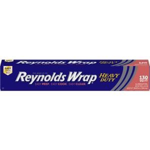 Reynolds Wrap Heavy Duty Aluminum Foil Roll, Thick Heavy Duty Foil for Added Strength and Durability, Secure Easy Open and Close Tab, 12 Inches Wide, 130 Sq. Ft.